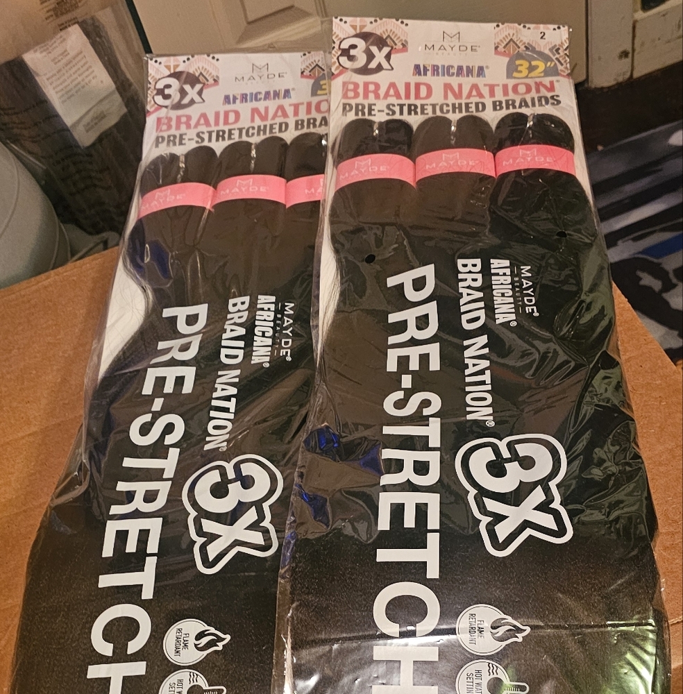Braid Nation Pre-stretched Braids 32" color #2 Includes 2 Packages